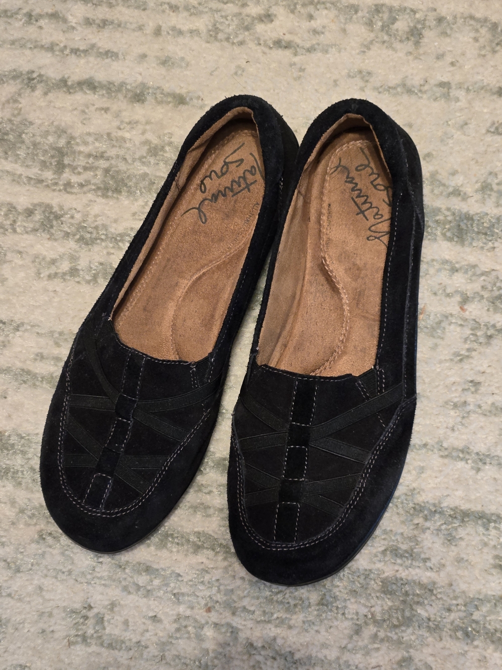 Women’s Black Suede Slip-On Flats - Comfort Casual- Natural Soul